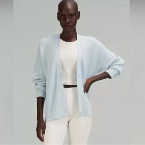 Lululemon merino wool blend cardigan sweater powder blue size 4